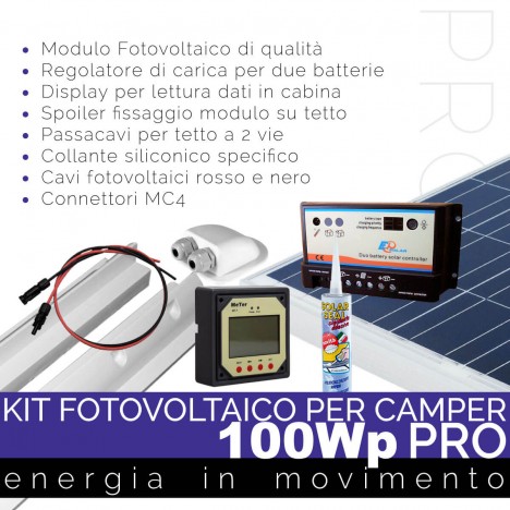 Kit Fotovoltaico Per Camper 100Wp PRO IoRisparmioEnergia